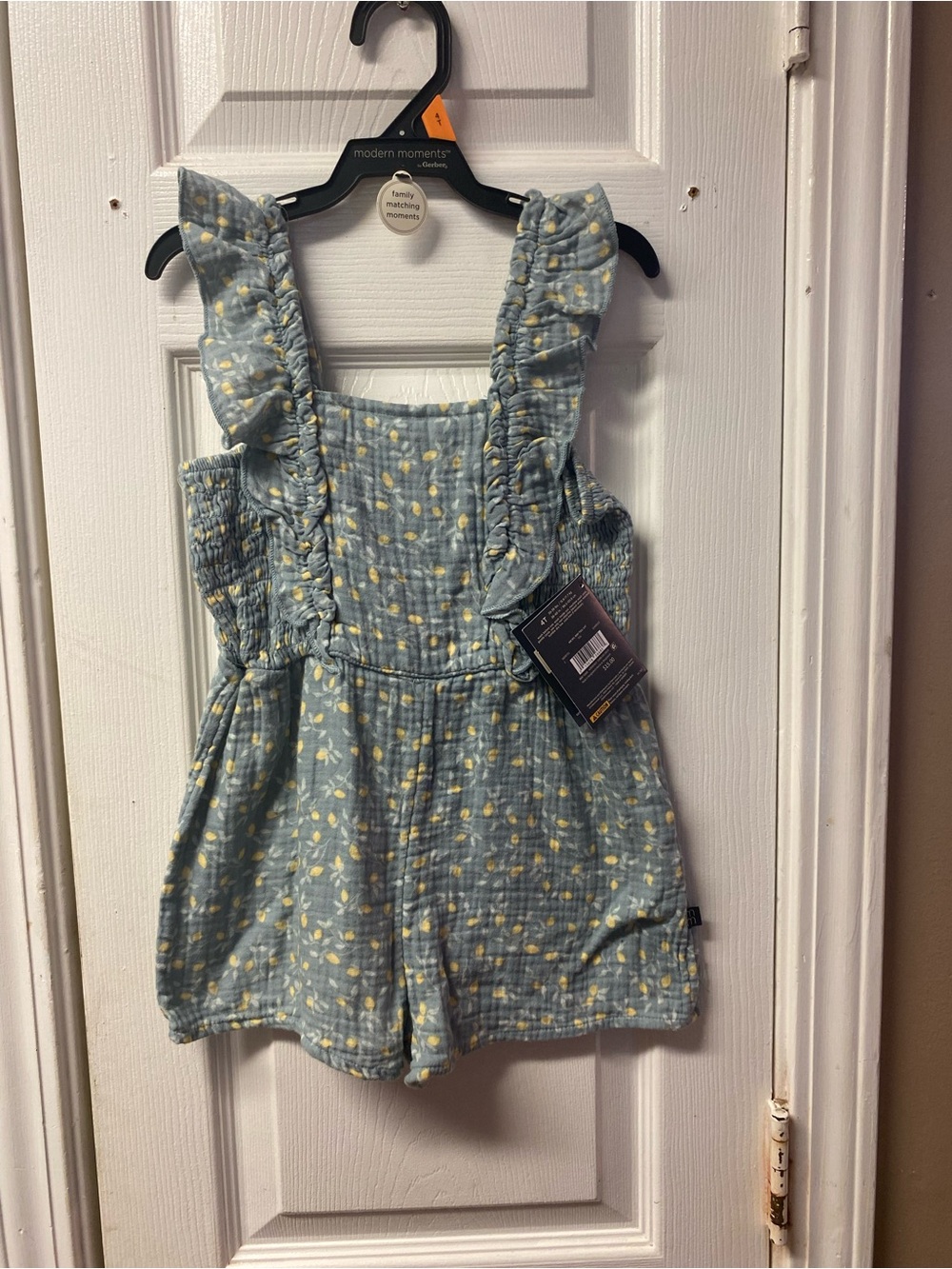 Cat & Jack Light Blue One-Piece Romper with Yellow Dot Print